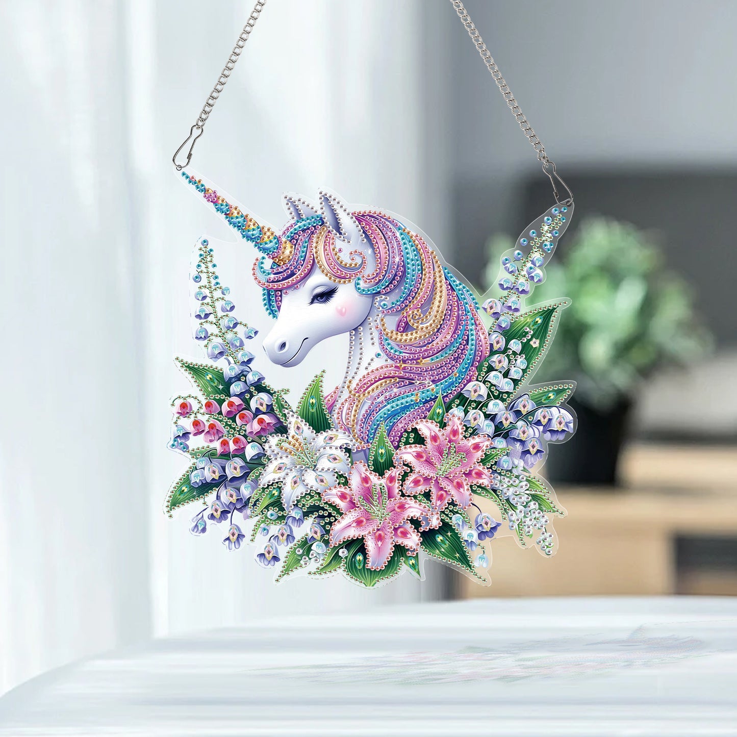 Unicorn 2D Flat DIY Acrylic Diamond Painting Pendant Kits Home Wall Window Decor