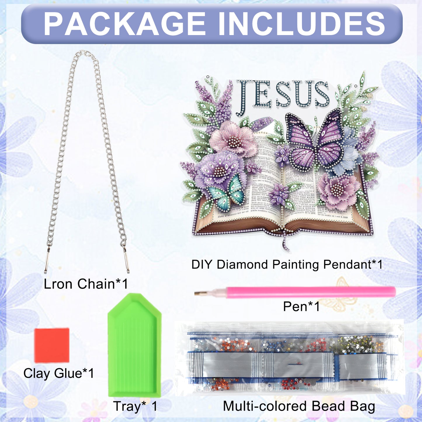 Butterfly 2D Flat DIY Acrylic Diamond Painting Pendant Kits for Home Wall Decor