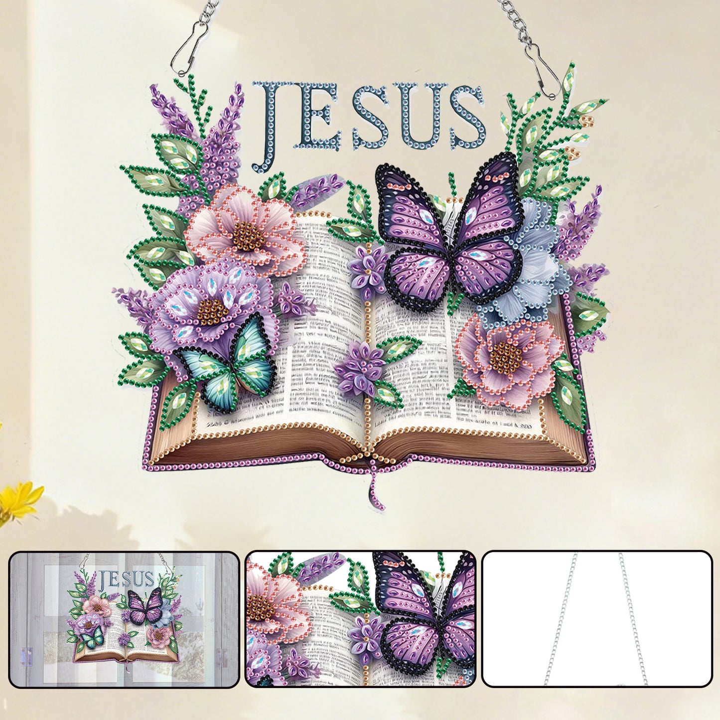 Butterfly 2D Flat DIY Acrylic Diamond Painting Pendant Kits for Home Wall Decor