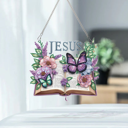 Butterfly 2D Flat DIY Acrylic Diamond Painting Pendant Kits for Home Wall Decor