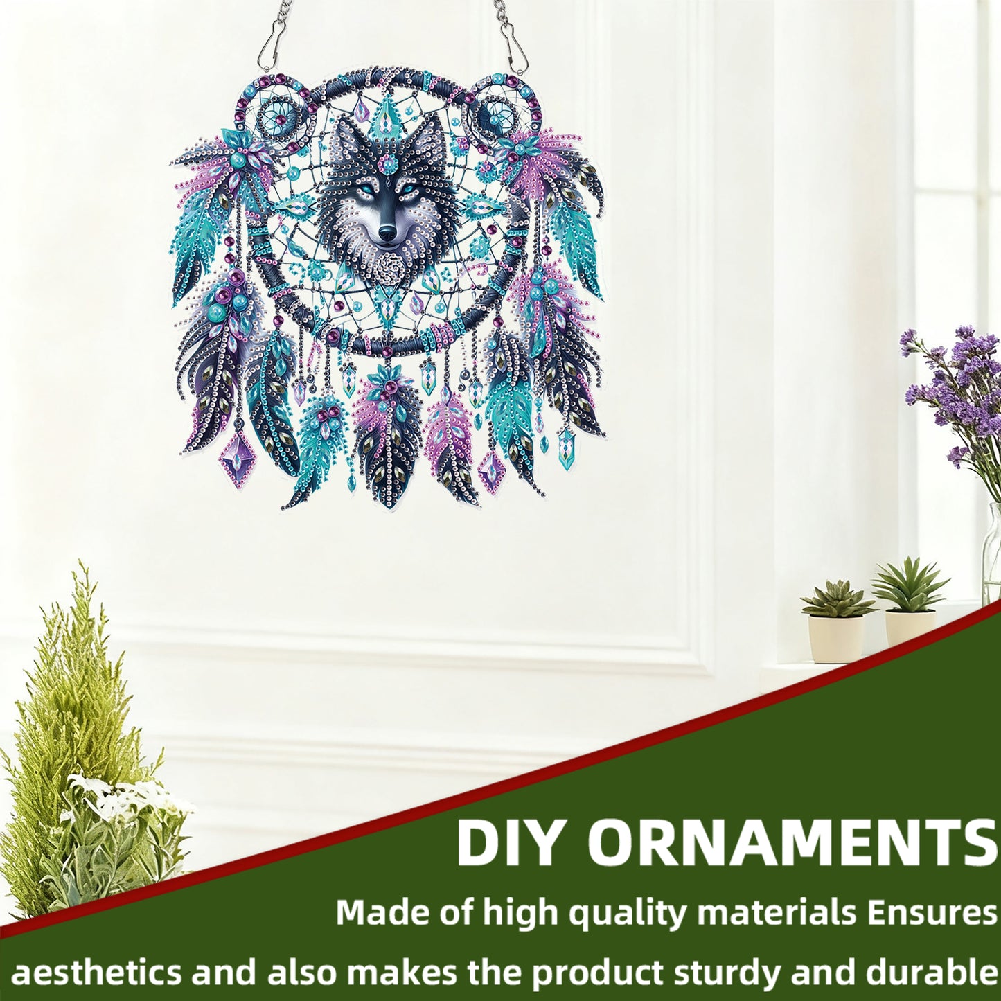 Dreamcatcher 2D Flat DIY Acrylic Diamond Painting Pendant Kits Home Wall Decor