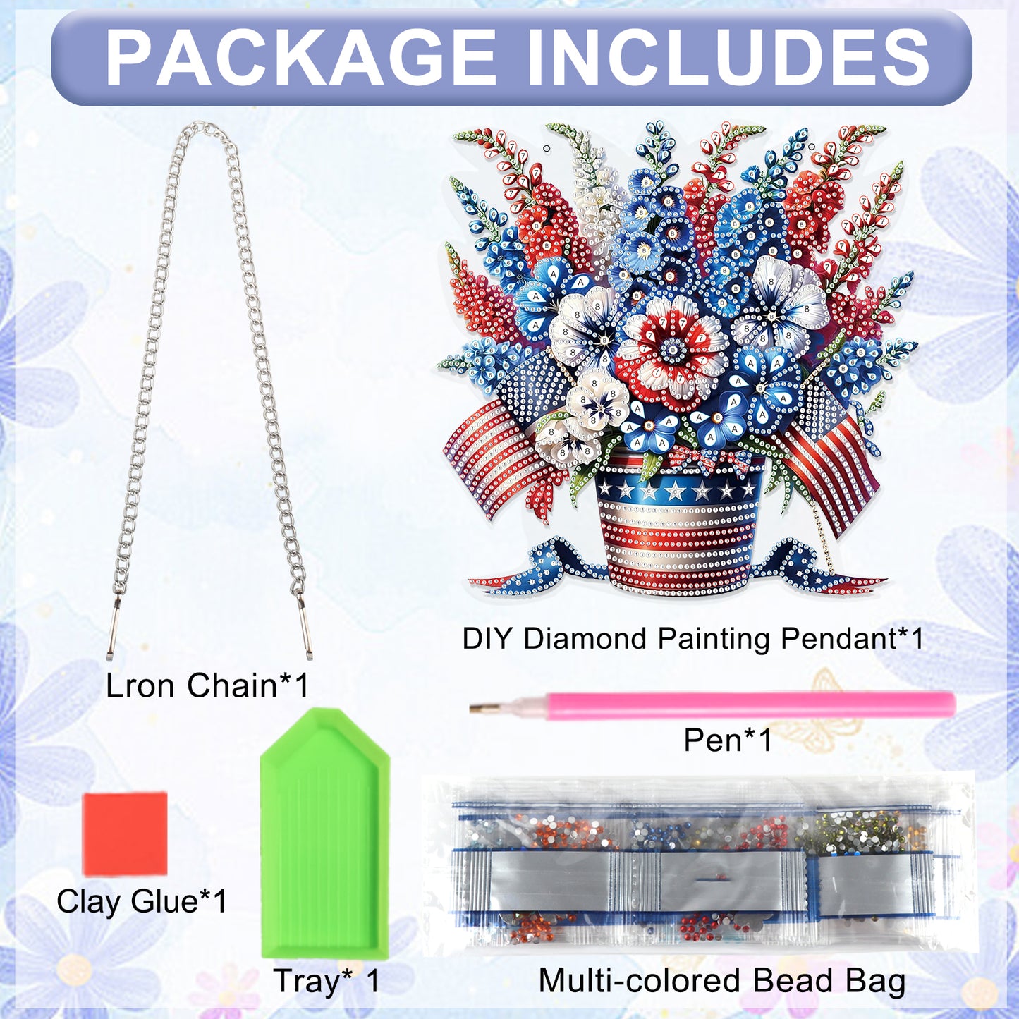 Flag 2D Flat DIY Acrylic Diamond Painting Pendant Kits Home Wall Window Decor