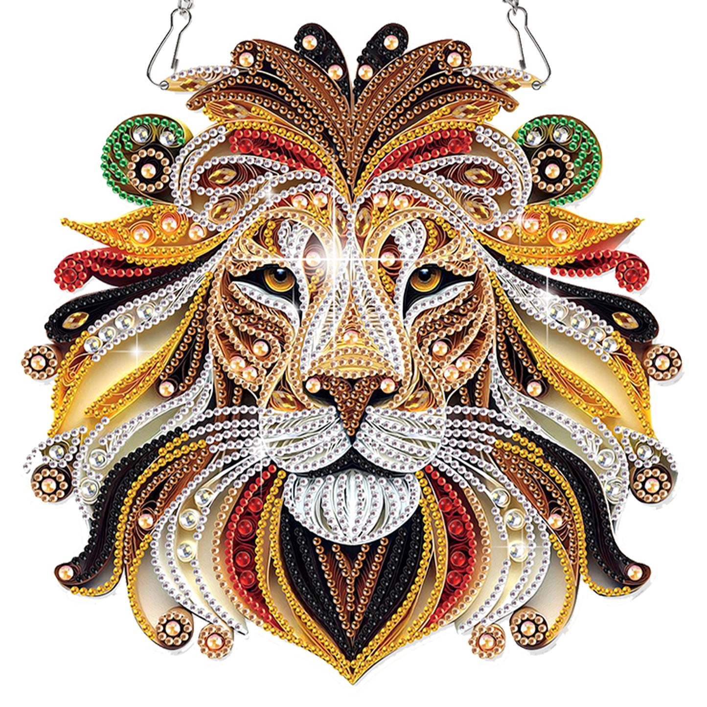 Lion 2D Flat DIY Acrylic Diamond Painting Pendant Kits Home Wall Window Decor