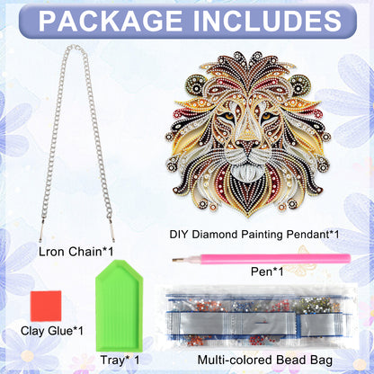 Lion 2D Flat DIY Acrylic Diamond Painting Pendant Kits Home Wall Window Decor