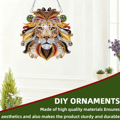 Lion 2D Flat DIY Acrylic Diamond Painting Pendant Kits Home Wall Window Decor