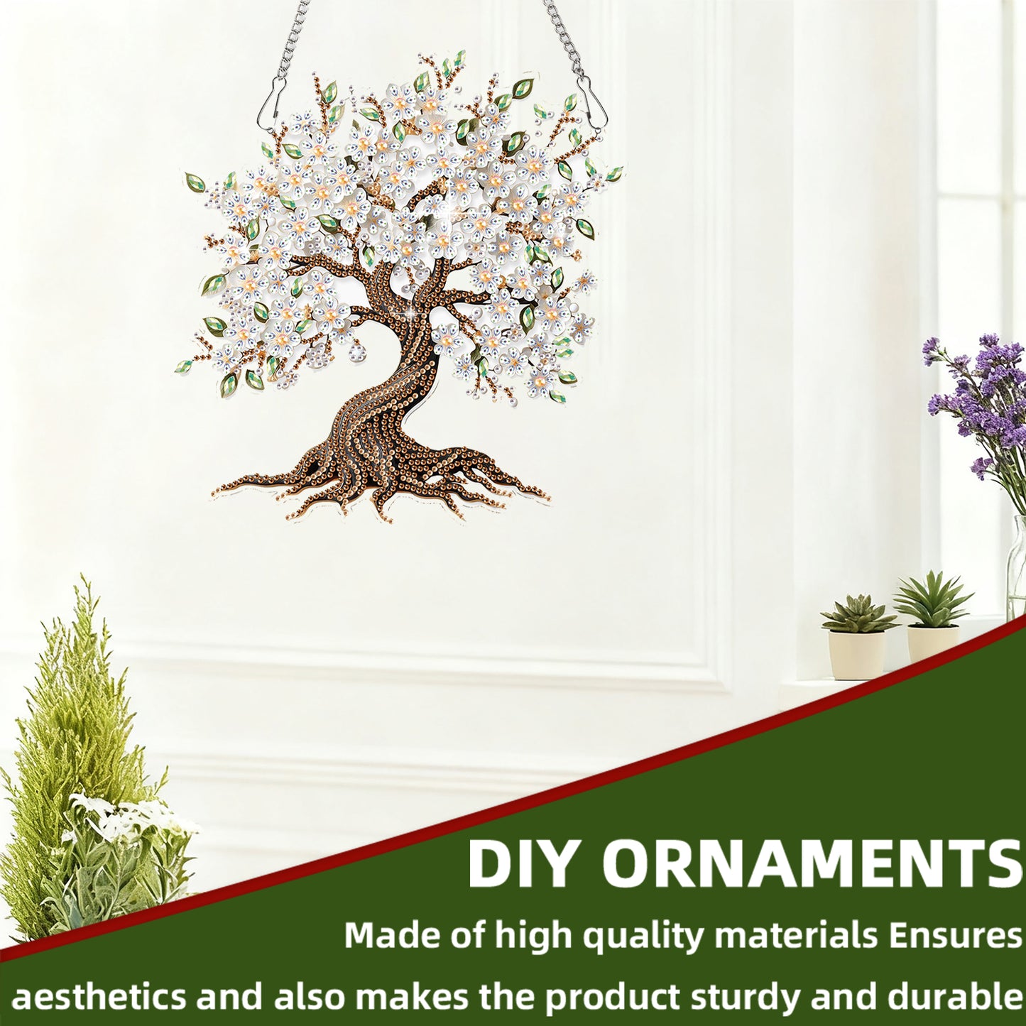 Tree 2D Flat DIY Acrylic Diamond Painting Pendant Kits Home Wall Window Decor