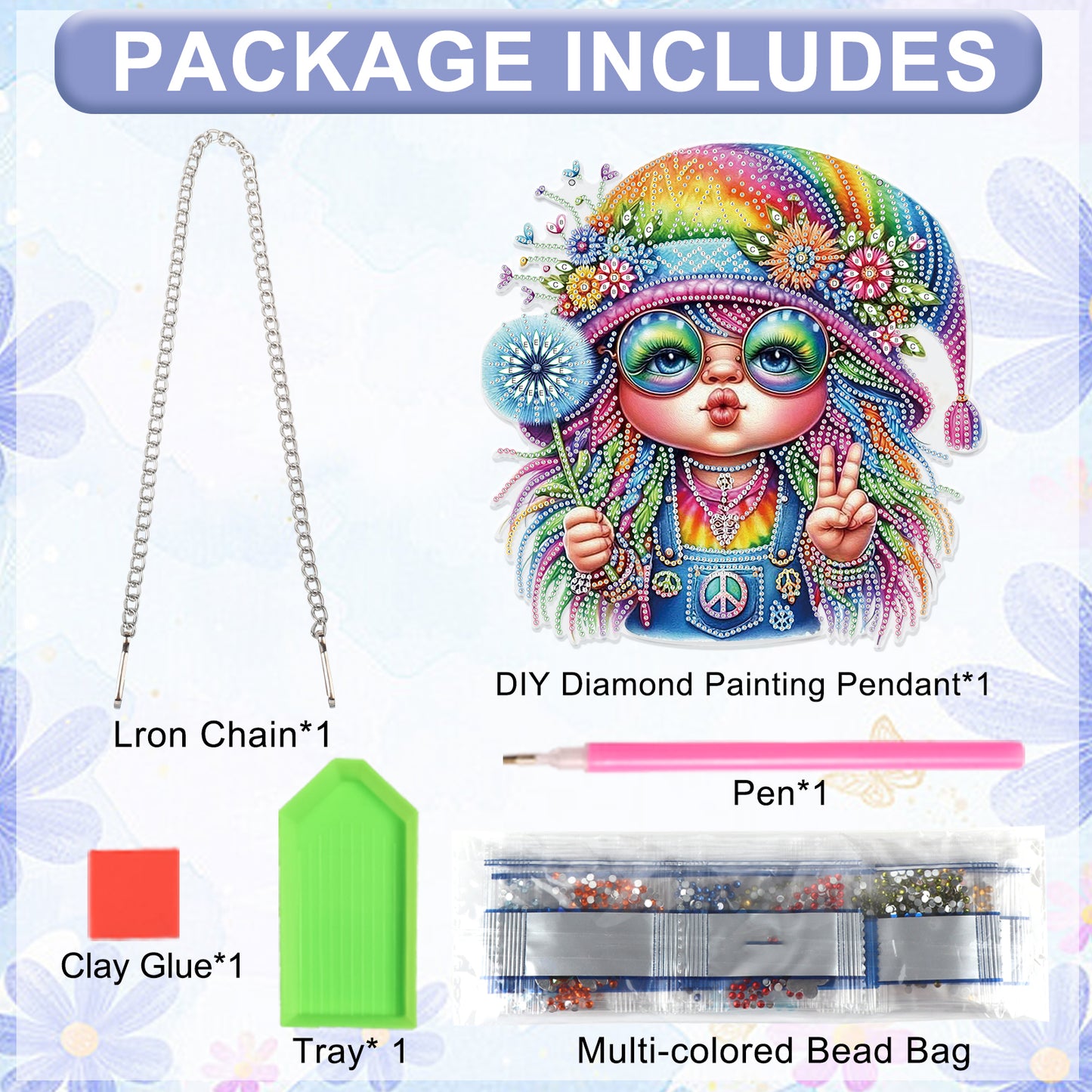 Dwarf 2D Flat DIY Acrylic Diamond Painting Pendant Kits Home Wall Window Decor