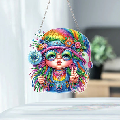 Dwarf 2D Flat DIY Acrylic Diamond Painting Pendant Kits Home Wall Window Decor