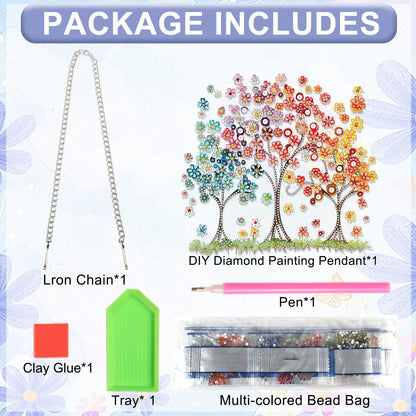 Flowering Tree 2D Flat DIY Acrylic Diamond Painting Pendant Kits Home Wall Decor