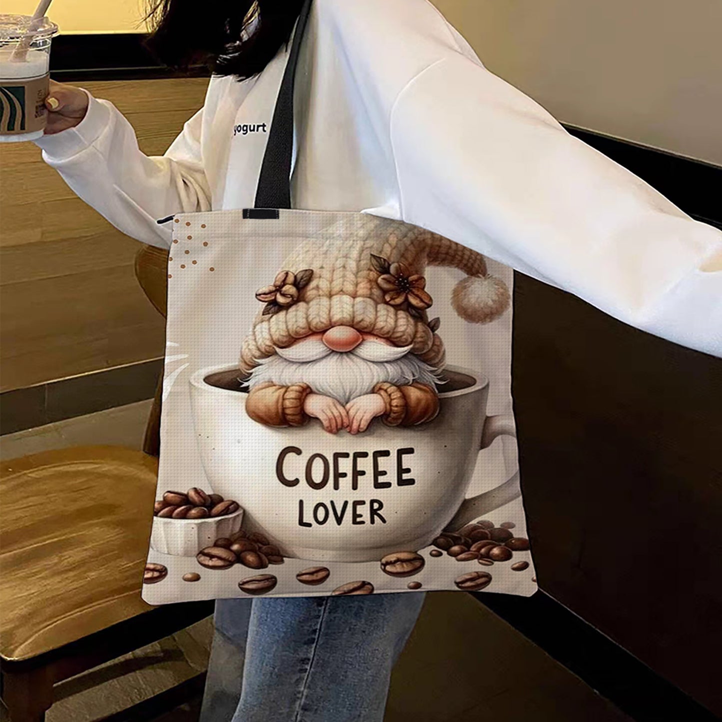 Coffee Goblin Canvas Tote Bag Embroidery Kit 11CT Print 40*40cm for Beginner