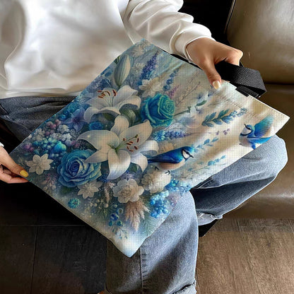 Flowers Birds Canvas Tote Bag Embroidery Kit 11CT Print 40*40cm for Beginner