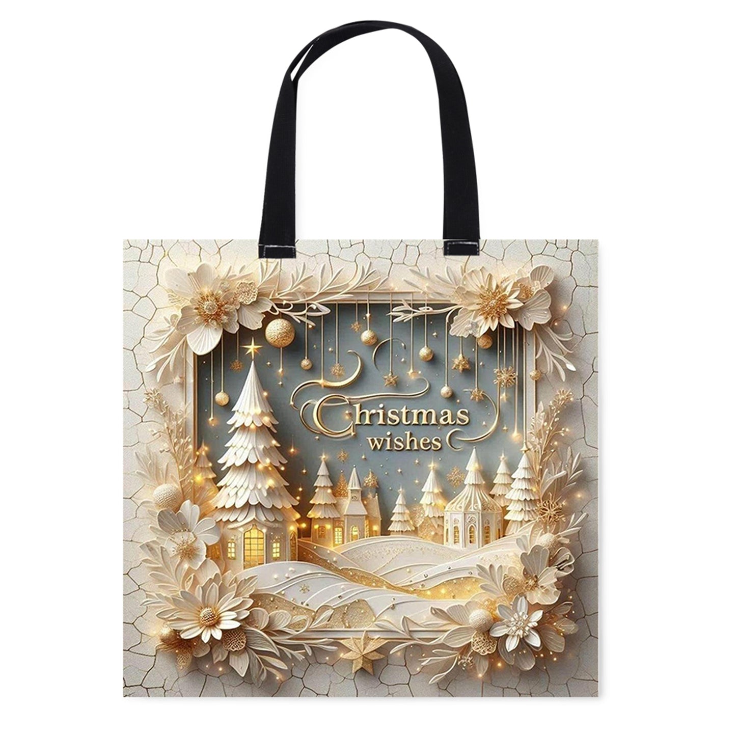 Christmas Scenery Canvas Tote Bag Embroidery Kit 11CT Print 40*40cm for Beginner