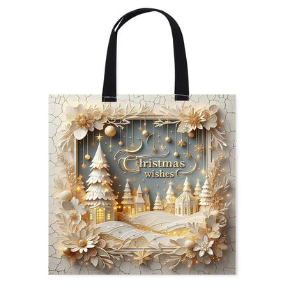 Christmas Scenery Canvas Tote Bag Embroidery Kit 11CT Print 40*40cm for Beginner