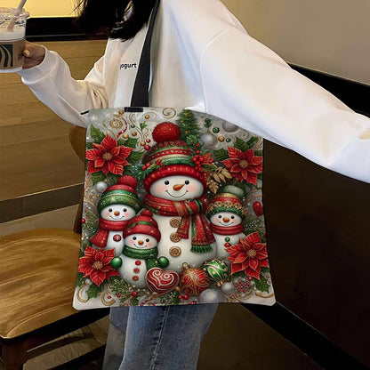 Christmas Snowman Canvas Tote Bag Cross Stitch Set for Beginners 11CT 40x40cm