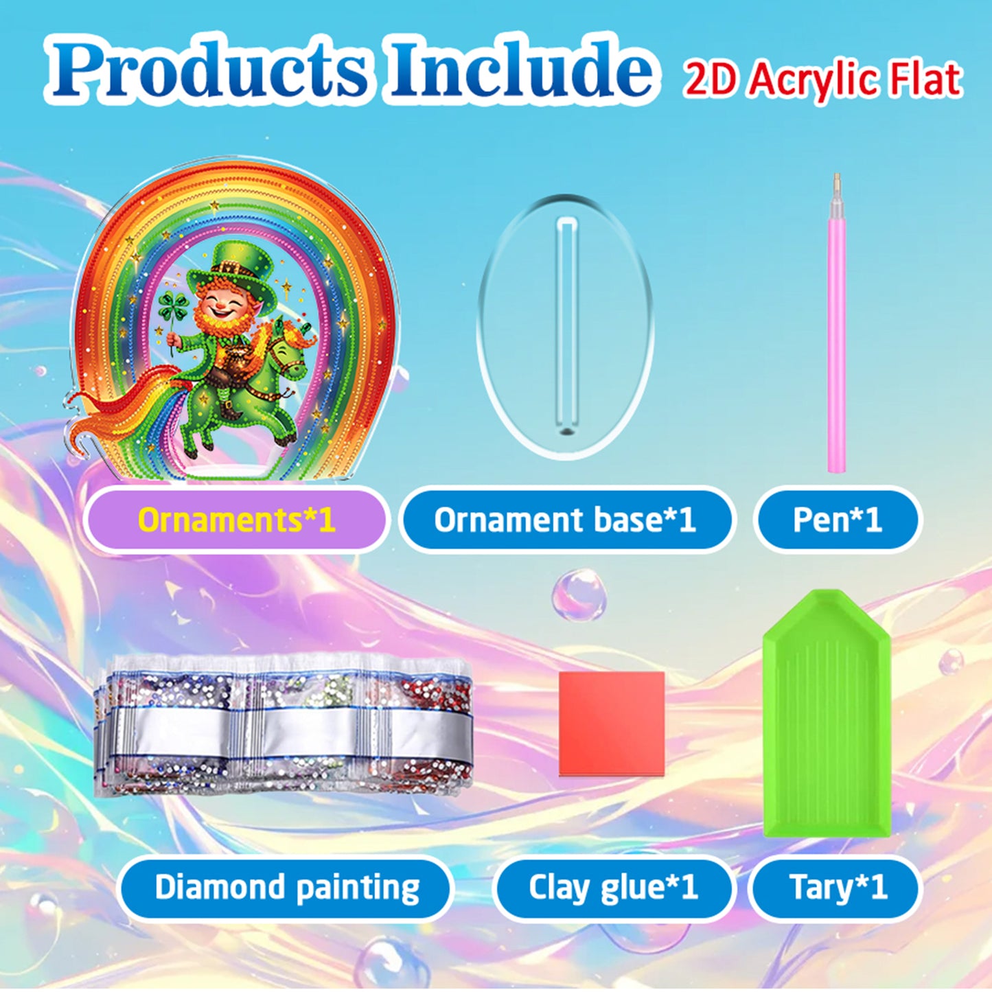 Rainbow DIY 2D Flat Acrylic Diamond Painting Art Tabletop Ornaments Home Decor