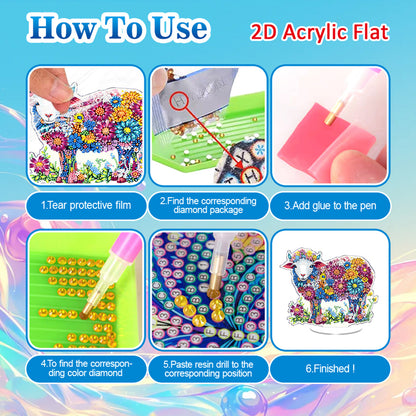 Plants DIY 2D Flat Acrylic Diamond Painting Art Tabletop Ornament for Home Decor