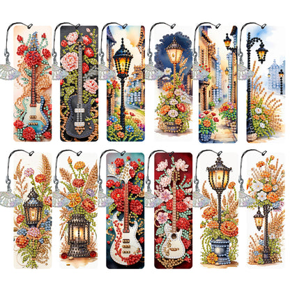 12Pcs Flower Scenery DIY Diamond Painting Bookmarks for Reading Enthusiasts