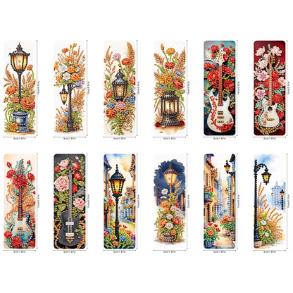 12Pcs Flower Scenery DIY Diamond Painting Bookmarks for Reading Enthusiasts