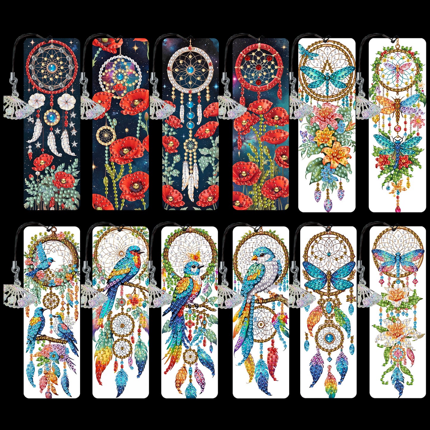 12Pcs Dreamcatcher DIY Diamond Painting Bookmarks Readers Home Office Book Decor