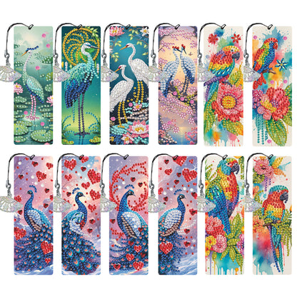 12Pcs Animal DIY Diamond Painting Bookmarks for Book Lovers Mosaic Art Supplies
