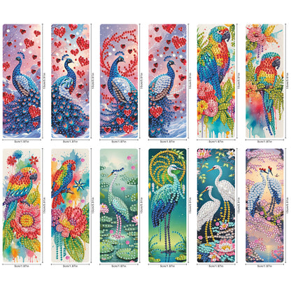 12Pcs Animal DIY Diamond Painting Bookmarks for Book Lovers Mosaic Art Supplies