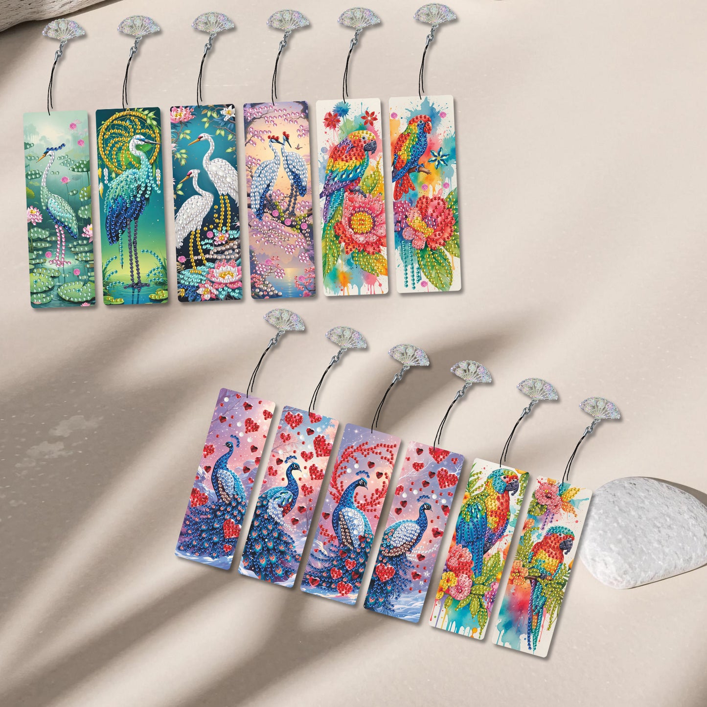 12Pcs Animal DIY Diamond Painting Bookmarks for Book Lovers Mosaic Art Supplies