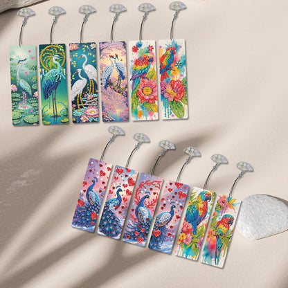 12Pcs Animal DIY Diamond Painting Bookmarks for Book Lovers Mosaic Art Supplies
