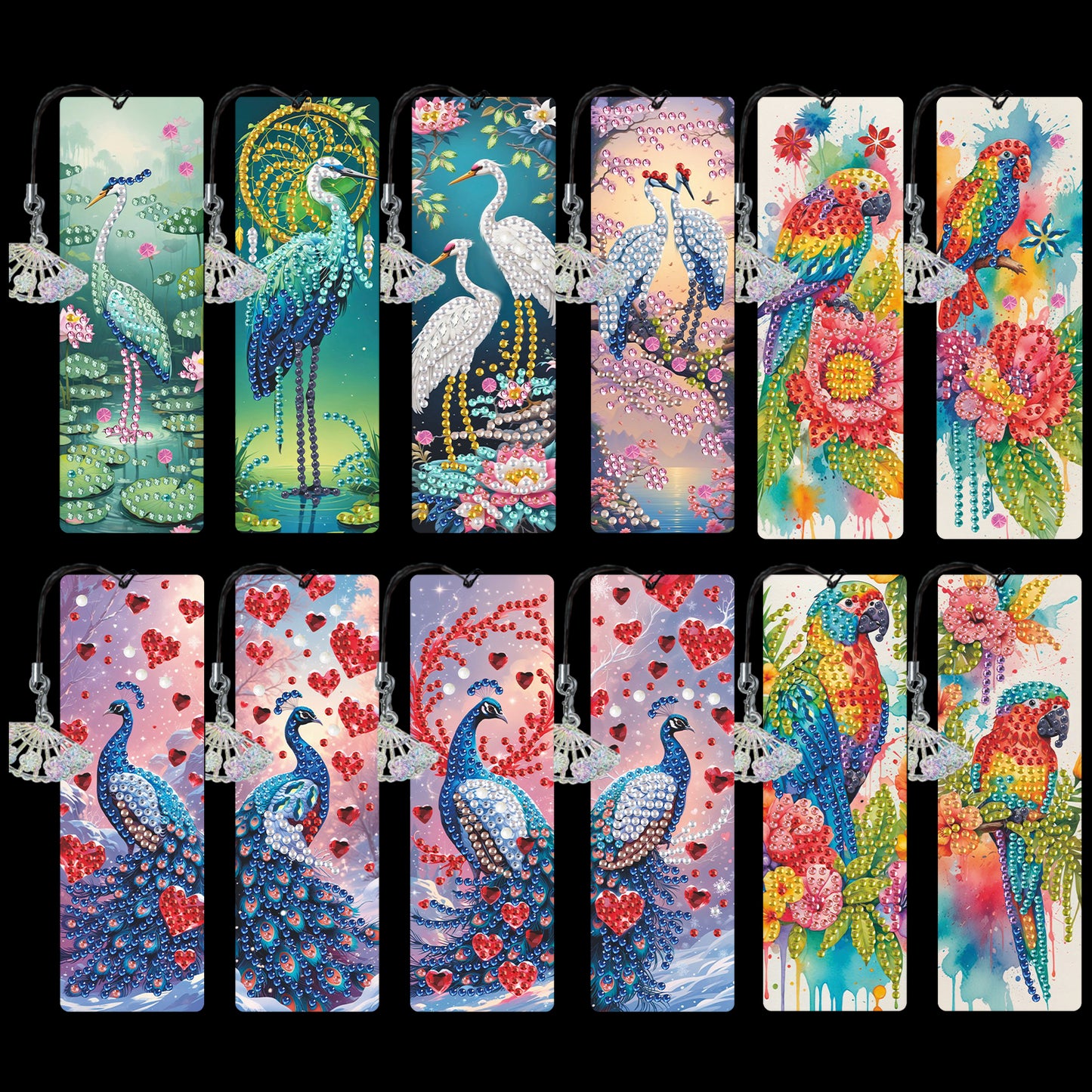 12Pcs Animal DIY Diamond Painting Bookmarks for Book Lovers Mosaic Art Supplies