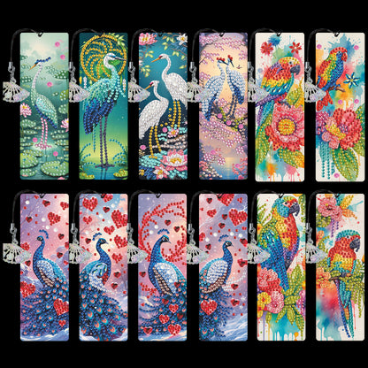 12Pcs Animal DIY Diamond Painting Bookmarks for Book Lovers Mosaic Art Supplies