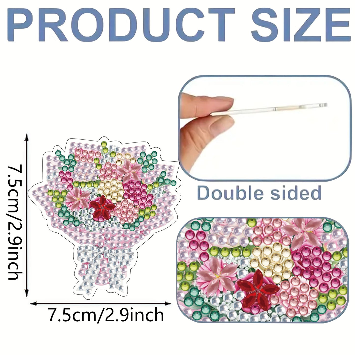 15pcs Bouquet 2D Acrylic DIY Diamond Art Fridge Magnet Kit for Home Car Decor