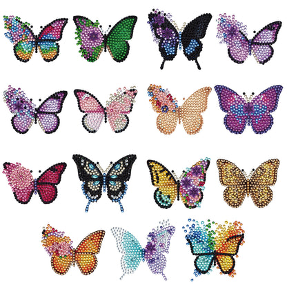 15pcs Butterfly 2D Acrylic DIY Diamond Art Fridge Magnet Kit for Home Car Decor