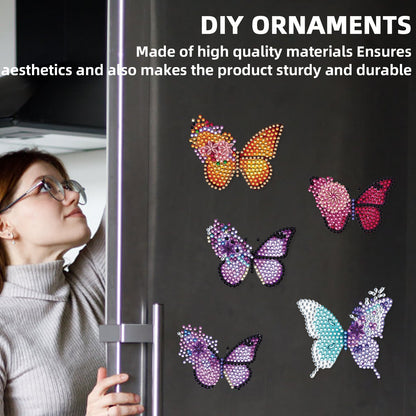 15pcs Butterfly 2D Acrylic DIY Diamond Art Fridge Magnet Kit for Home Car Decor