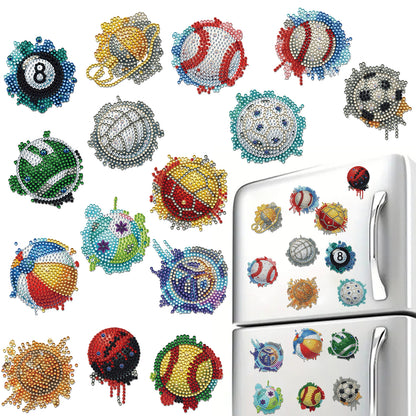15pcs Ball 2D Acrylic DIY Diamond Art Fridge Magnet Kit for Home Car Decor