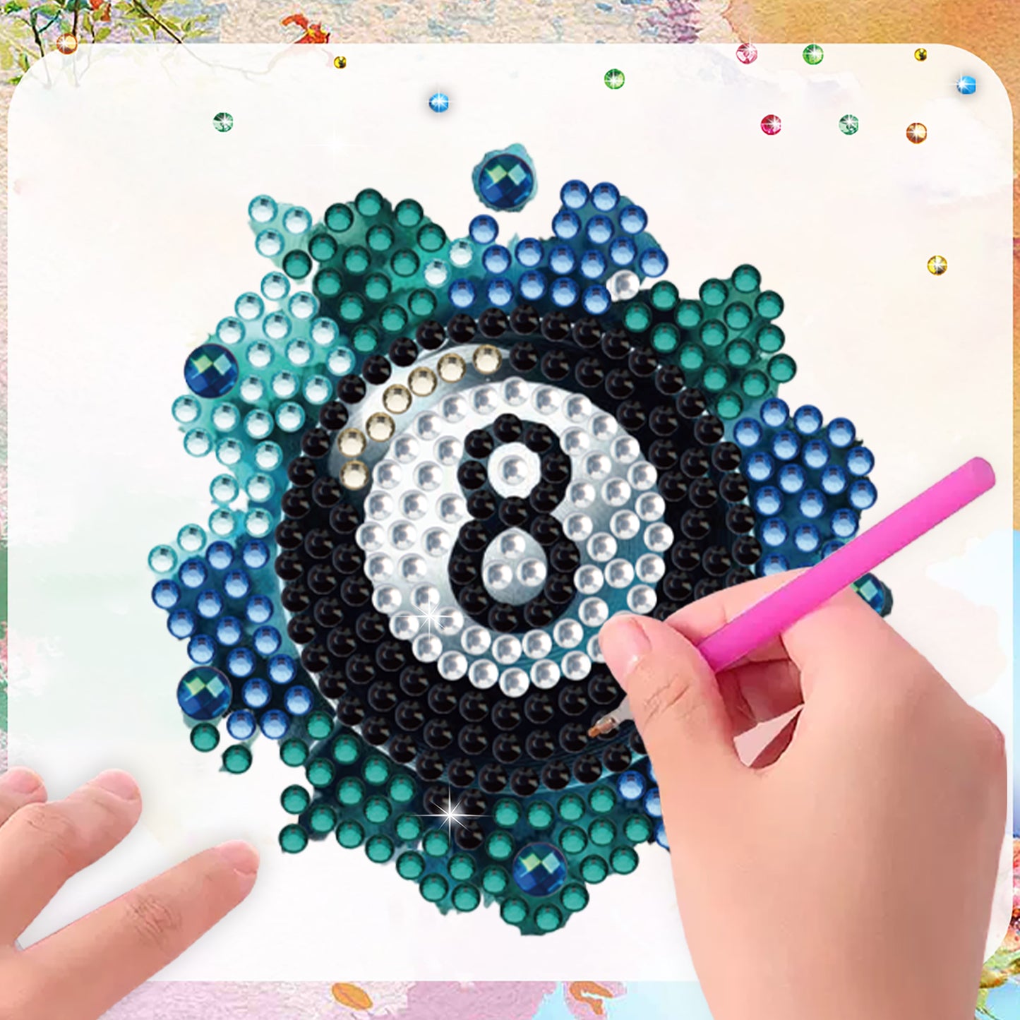 15pcs Ball 2D Acrylic DIY Diamond Art Fridge Magnet Kit for Home Car Decor