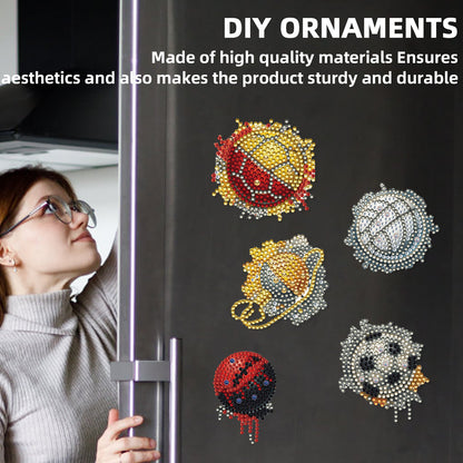 15pcs Ball 2D Acrylic DIY Diamond Art Fridge Magnet Kit for Home Car Decor
