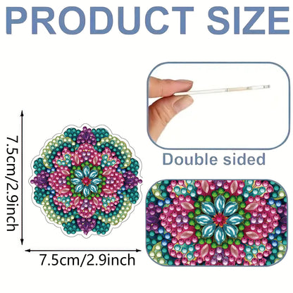15pcs Mandala 2D Acrylic DIY Diamond Art Fridge Magnet Kit for Home Car Decor