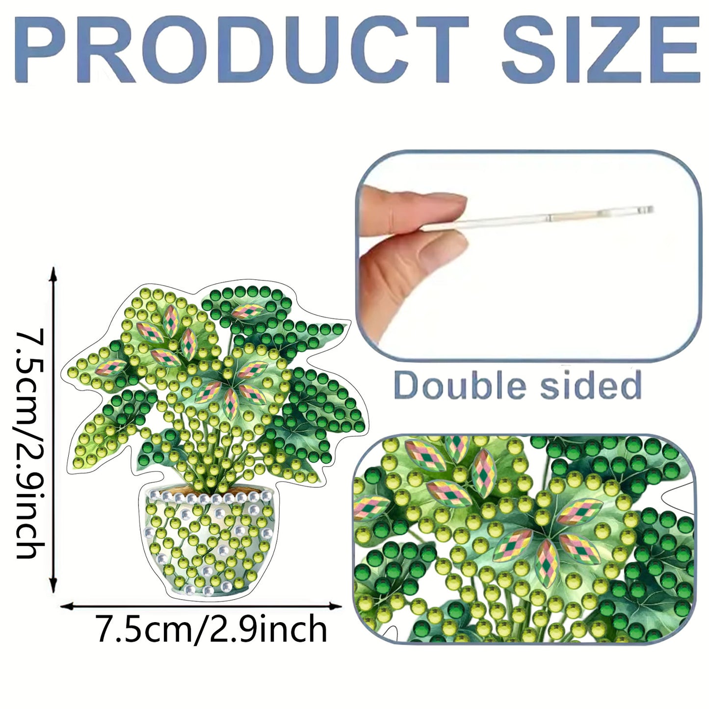 15pcs Potted Plants 2D Acrylic DIY Diamond Art Fridge Magnet Kit for Home Decor