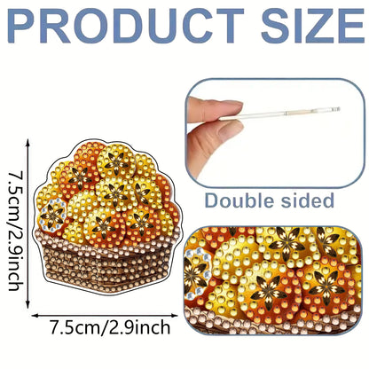 15pcs Vegetable 2D Acrylic DIY Diamond Art Fridge Magnet Kit for Home Car Decor
