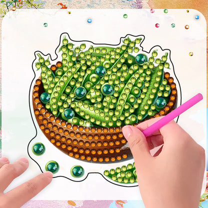 15pcs Vegetable 2D Acrylic DIY Diamond Art Fridge Magnet Kit for Home Car Decor
