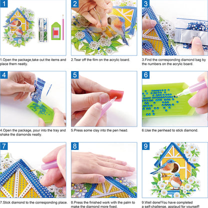 15pcs Vegetable 2D Acrylic DIY Diamond Art Fridge Magnet Kit for Home Car Decor