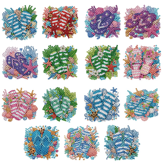 15pcs Slipper 2D Acrylic DIY Diamond Art Fridge Magnet Kit for Home Car Decor