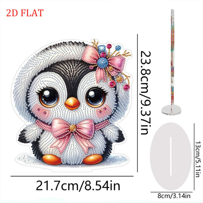 2D Flat Penguin DIY Diamond Painting Tabletop Ornaments Kit for Home Decor Gift