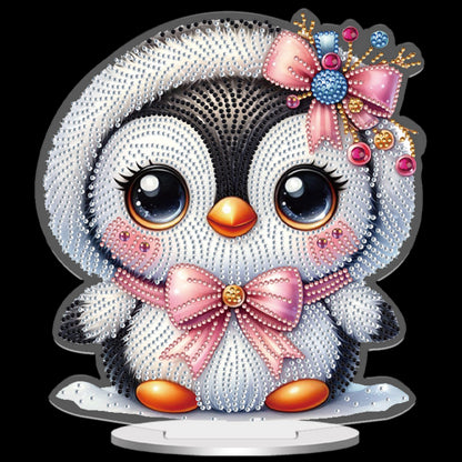 2D Flat Penguin DIY Diamond Painting Tabletop Ornaments Kit for Home Decor Gift