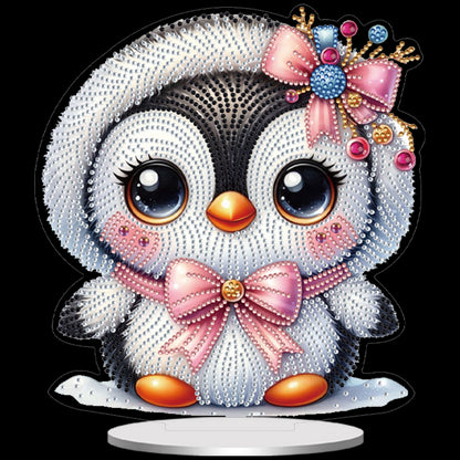2D Flat Penguin DIY Diamond Painting Tabletop Ornaments Kit for Home Decor Gift