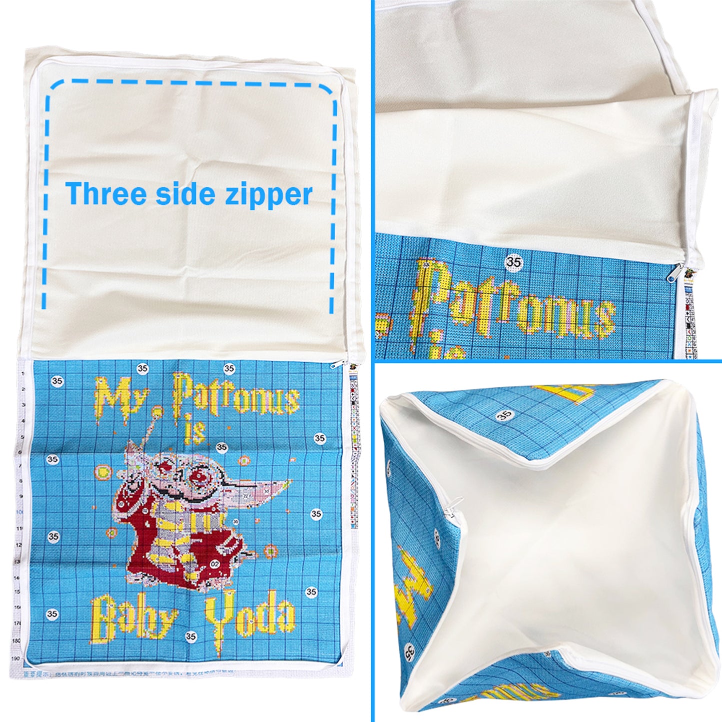 Cat 11CT DIY Stamped Cross Stitch Pillow Kit 45x45cm for Adults Home Decor (A)