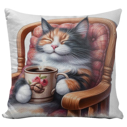 Cat 11CT DIY Stamped Cross Stitch Pillow Kit 45x45cm for Adults Home Decor (C)