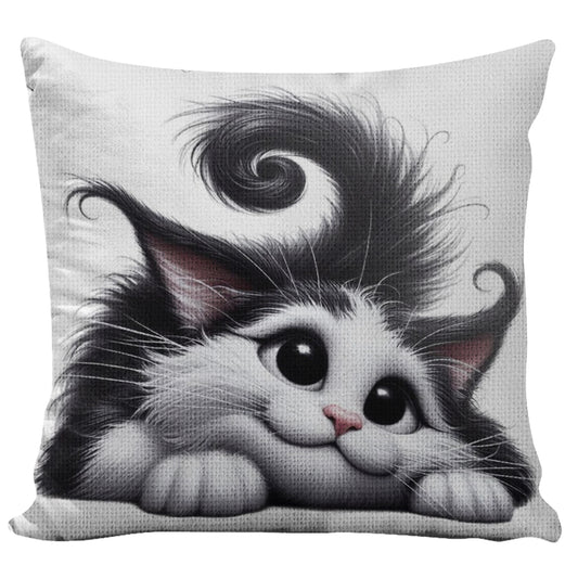 Cat 11CT DIY Stamped Cross Stitch Pillow Kit 45x45cm for Adults Home Decor (D)