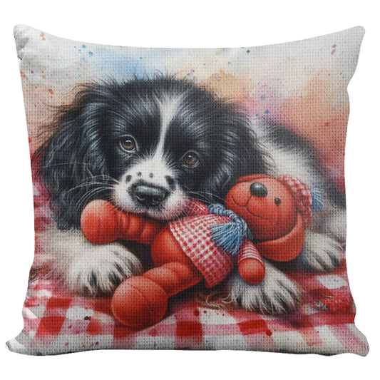 Dog 11CT DIY Stamped Cross Stitch Pillow Kit 45x45cm for Adults Home Decor (F)