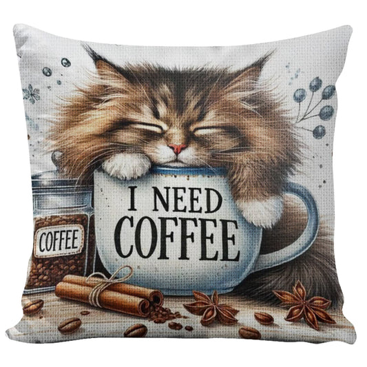 Cat 11CT DIY Stamped Cross Stitch Pillow Kit 45x45cm for Adults Home Decor (H)