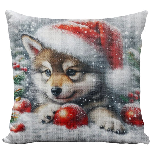 Dog 11CT DIY Stamped Cross Stitch Pillow Kit 45x45cm for Adults Home Decor (I)